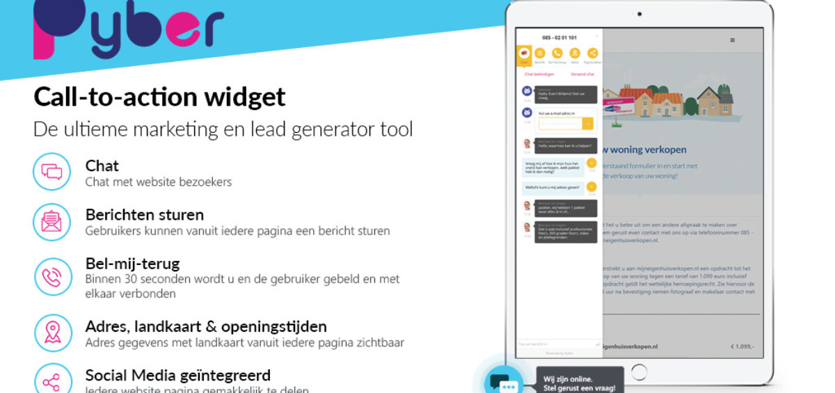 Pyber CRM - call to action widget - chat widget banner