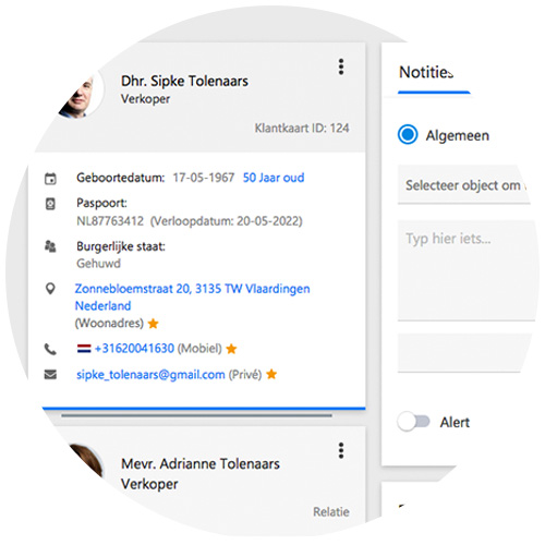 Pyber CRM - klantkaarten