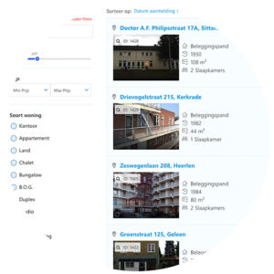 Pyber CRM - makelaars websites moderne woningaanbod lay-out